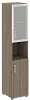 Офисный шкаф узкий комбинир. со стеклом в раме + открытая полка, Л/ПР