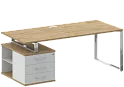 Стол руководителя на металлокаркасе с опорной тумбой (левый)