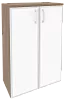 Офисный шкаф средний широкий с белым стеклом в раме