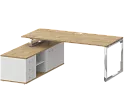Стол руководителя на металлокаркасе с опорной греденцией (левый)