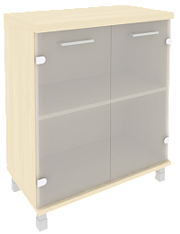 Офисный шкаф для документов низкий, широкий со стеклом