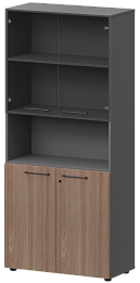 Офисный шкаф высокий полузакрытый с стеклом