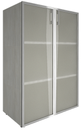  Офисный шкаф средний закрытый двери стекло в раме