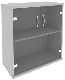 Офисный шкаф низкий широкий со стеклом