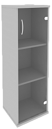 Офисный шкаф узкий средний со стеклом, Л/Пр.