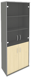 Офисный шкаф комбинир. со стеклом